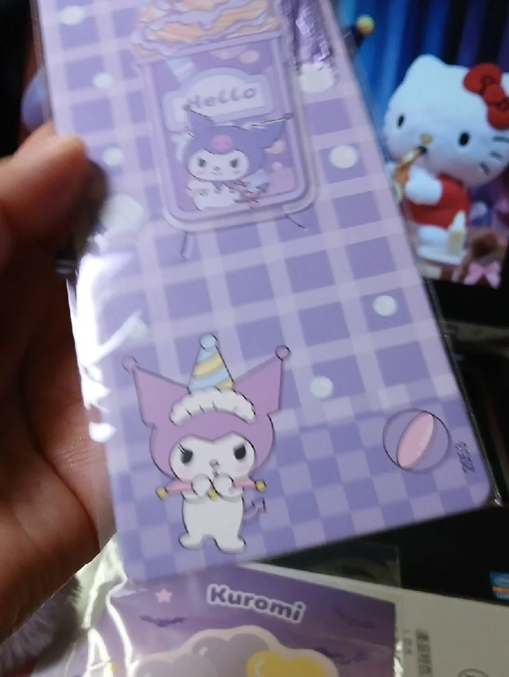 Sanrio Kuromi Purple Plaid Tassel Bookmark